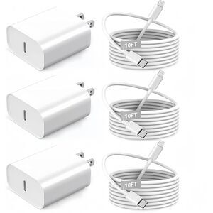 Iphone 14 13 12‎ Fast Charger MFI Certified 3 Pack 10 Feet (4177)